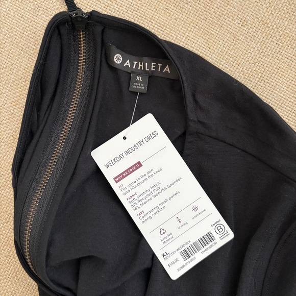 NWT Athleta Black Weekday Industry Long Sleeve Dress - Picture 2 of 5